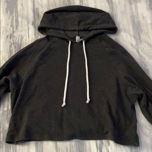 H&M cropped dark gray hooded sweatshirt
